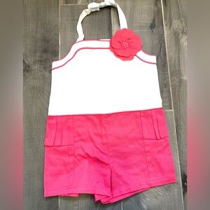Janie & Jack Summer Rose Romper Pink Size 3 NWT